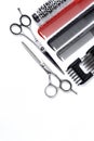 Professional hairdresser tools for stylists and hairdressers. on a white background ,copy space