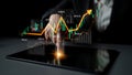 Data analysis with digital graphs and charts showing upward trend in finance, business growth, and technology concepts Royalty Free Stock Photo