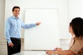 Professional handsome man pointing at whiteboard Royalty Free Stock Photo