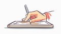 Professional Handwriting Tablet Outline Vector Icon for Digital Projects