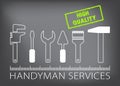 Professional handyman services logo. Silhouette of tools for repair. High quality stamp.