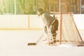 Professional hockey equipment. man playing ice hockey, healthy lifestyle f