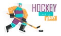 Professional hockey player skating on ice. Vector illustration Royalty Free Stock Photo