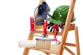 Professional house painter, tools and work equipment Royalty Free Stock Photo