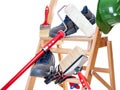 Professional house painter, tools and work equipment Royalty Free Stock Photo