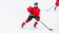 Professional ice hockey player on defending position on the rink Royalty Free Stock Photo