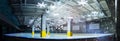 Professional ice skating rink. Beautiful empty winter background and empty ice rink with lights.Wide angle Royalty Free Stock Photo