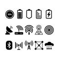 Technology and Wireless Connection Silhouette and Vector Symbols for Network App Royalty Free Stock Photo