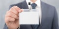 Business Person Holding Blank ID Badge For Branding Royalty Free Stock Photo
