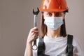 Professional Industrial female worker holding a wrench for adjust and tune up the mechanic in factory atmosphere, Technician