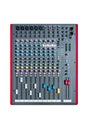 A professional 12-input sound mixer with many adjustments and knob switches, isolated on a white background with a clipping path.