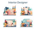 Professional interior designer concept set. Decorator planning