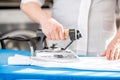 Professional ironing in the laundry Royalty Free Stock Photo