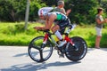 Professional Ironman triathlete cycling