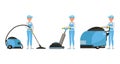 Professional janitor woman vector character design. Presentation in various action. no5 Royalty Free Stock Photo
