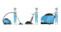 Professional janitor woman vector character design. Presentation in various action. no5