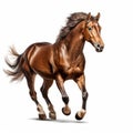 Professional 8k Hyper Realism Horse Galloping Photo On White Background Royalty Free Stock Photo