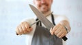 Professional Kitchen Knife Sharpening Photography Royalty Free Stock Photo