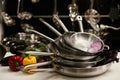 Professional kitchen utensils cooking food