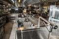 Professional kitchen, view counter in stainless steel Royalty Free Stock Photo