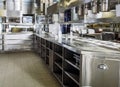 Professional kitchen, view counter in steel Royalty Free Stock Photo