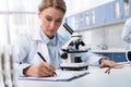 Lab technician taking notes Royalty Free Stock Photo