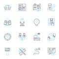 Professional labor linear icons set. Skilled, Trades, Expertise, Laborers, Craftsmanship, Proficiency, Trade union line