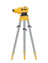 Professional laser level device on tripod on white