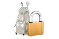 Professional Laser Tattoo Removal Machine with padlock. 3D rendering