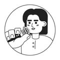 Professional latinamerican female speaker black and white 2D vector avatar illustration