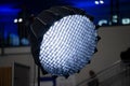 Professional LED softbox with honeycomb grid attachment mounted on a light stand Royalty Free Stock Photo