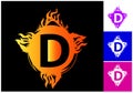 Fire D letter logo and icon design template Royalty Free Stock Photo