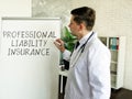 Professional liability insurance PLI. Doctor at the whiteboard. Royalty Free Stock Photo