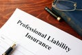 Professional liability insurance policy. Royalty Free Stock Photo