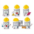 Professional Lineman glue stick cartoon character with tools