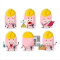 Professional Lineman pink sticky note cartoon character with tools