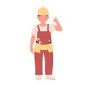 Professional little boy builder wearing uniform and safety helmet Royalty Free Stock Photo