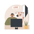 Professional livestream abstract concept vector illustration.