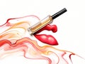 Professional Make-up. Lip-gloss Applying in hand-drawn style Royalty Free Stock Photo