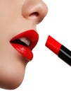 Professional Make-up. Lipgloss. Closeup portrait of beautiful gi Royalty Free Stock Photo