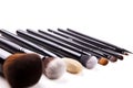 Professional makeup brush,Different make up brushes are on white background.sorted in the line