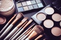 Professional makeup brushes and tools, make-up products set Royalty Free Stock Photo