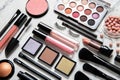 Professional makeup brushes and tools, make-up products set Royalty Free Stock Photo