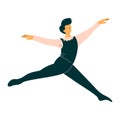 Professional Male Ballet Dancer Dancing Classical Ballet Vector Illustration