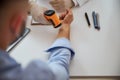 Professional male doctor working with patient in room indoors in hospital Royalty Free Stock Photo