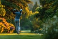 Professional male golfer playing golf. Generative AI. Royalty Free Stock Photo