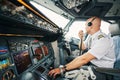 Experienced airman getting ready for the takeoff Royalty Free Stock Photo