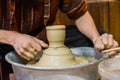 Professional male potter working in workshop, studio Royalty Free Stock Photo