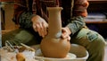 Professional male potter working in workshop, studio Royalty Free Stock Photo