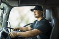 Truck driver is driving a transport vehicle Royalty Free Stock Photo